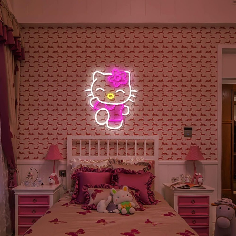 Neon Light Hello Kitty Cartoon Anime Japanese Kawaii LED Girls/Teen Gift Decor - Picture 6 of 7
